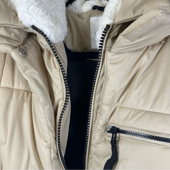 Avec les Filles Tan Hooded Puffer Jacket with Sherpa Lining - Picture 6 of 10